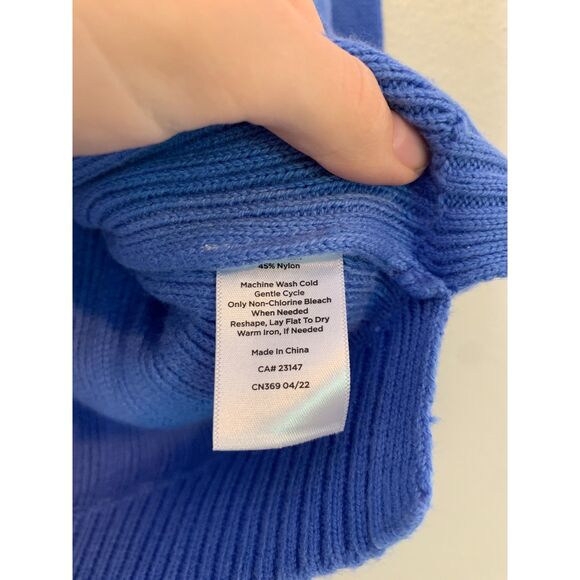 Talbots Blue Tan Ribbed V Neck Sweater Womens Sz S Soft Stretchy - Picture 12 of 14